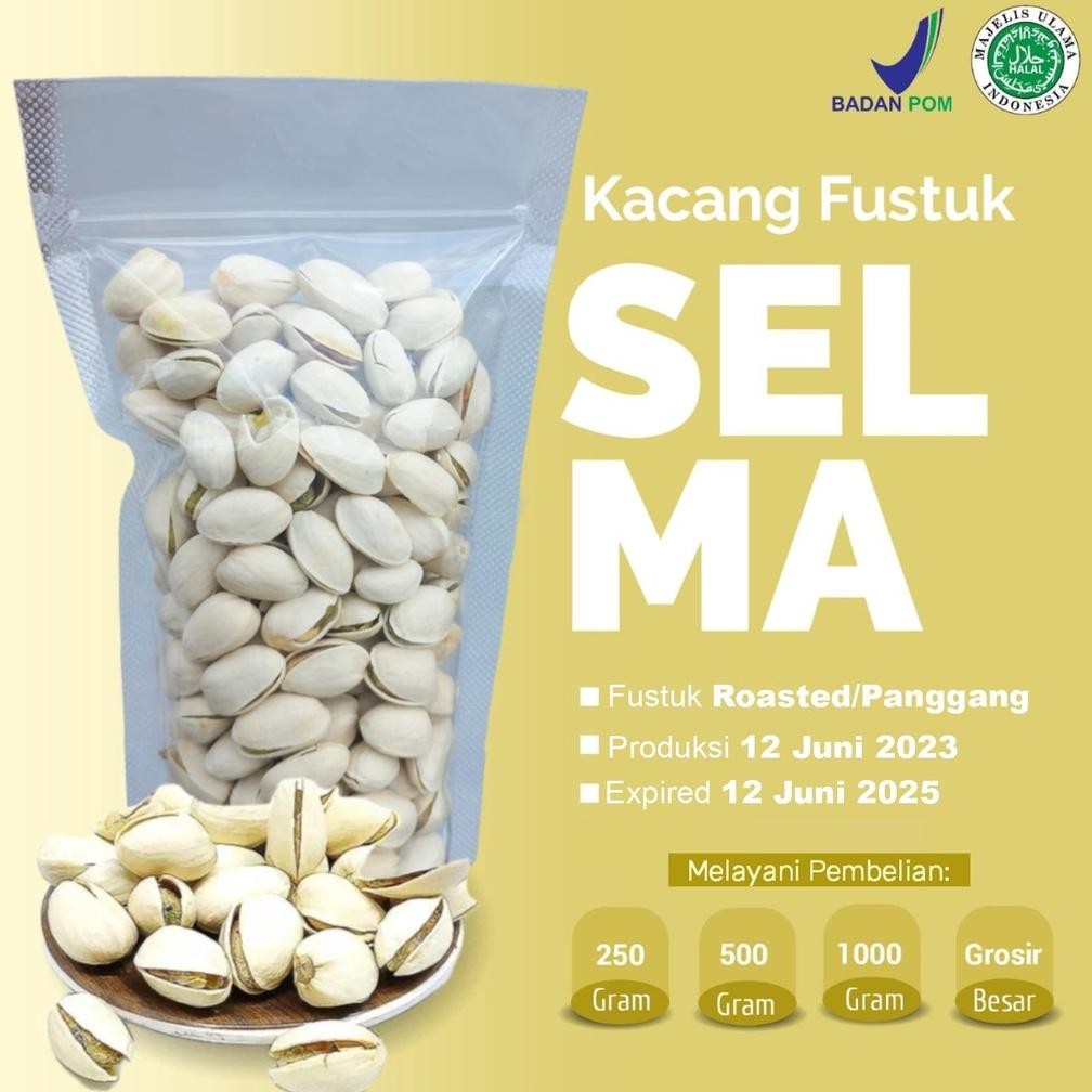 

zoe kacang fustuk/pistachio selma 250gram, gram, 1kg - produksi expired juni 2025 - oleh-oleh haji dan umroh