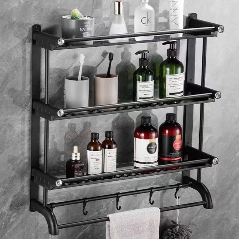 dap Besi Rak Kamar Mandi Dinding Rak Bumbu Dapur Stainless Steel Rak Tempel Gantung Rak Handuk