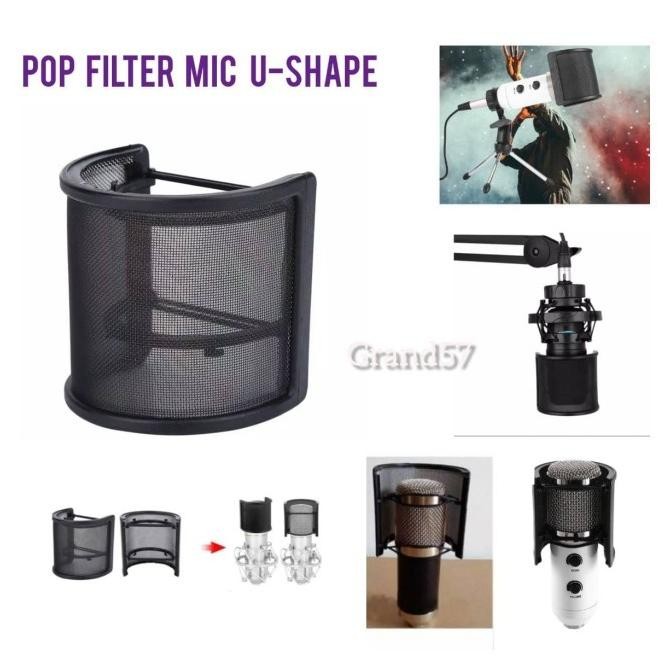 Pop Filter Mic Recording Pop Shield Mic Cover Filter Mic Condenser U Berkualitas