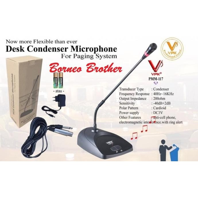 Mic Meja Paging Condenser Vpk Pmm 117 Pmm-117 Pmm117 Original Podium Berkualitas