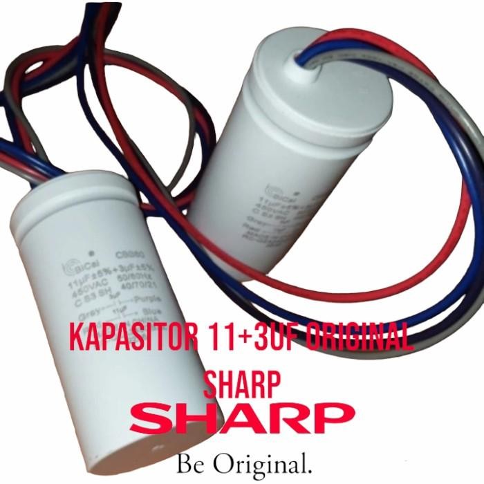 CAPASITOR MESIN KAPASITOR MESIN CUCI SHARP ORIGINAL 11 + 3 CBB60 ORI