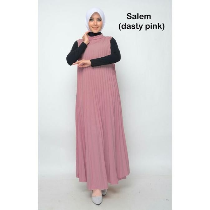 Baju Gamis Plisket Wanita Tanpa Lengan / Gamis Plisket Kensi 603 Shop_Novian