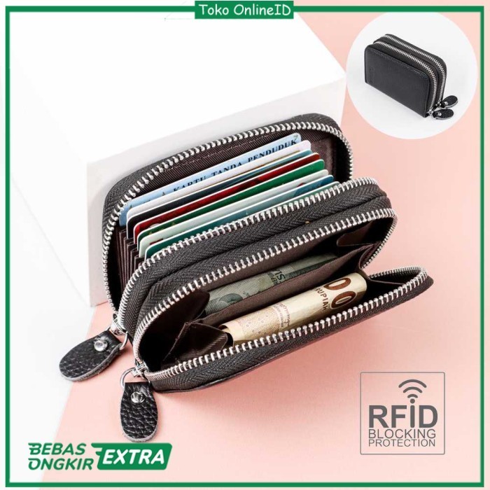 Dompet Kartu Kredit Atm Pria Dengan Sinyal Rfid 30 Slot Tempat Kartu -