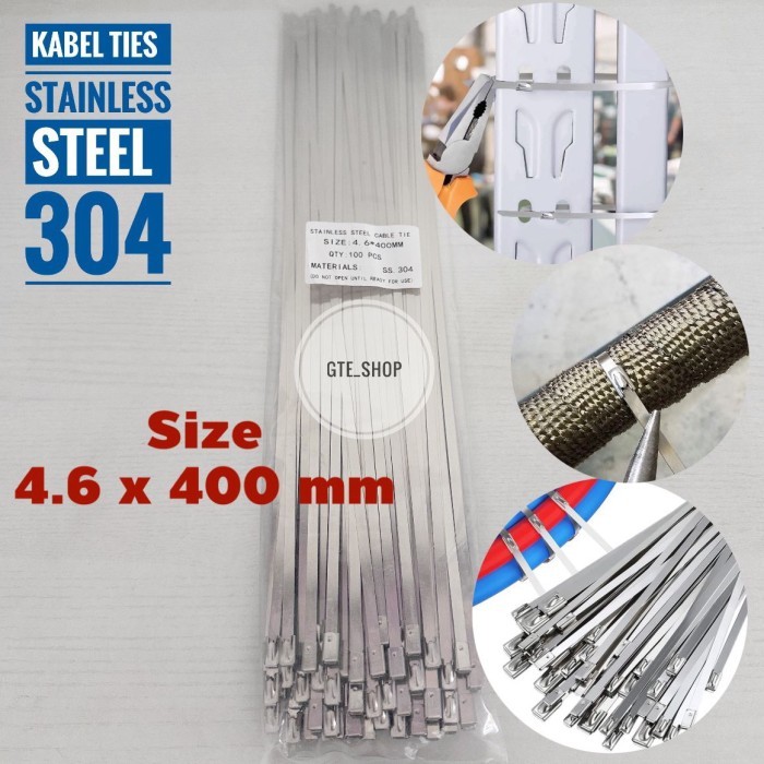 

PROMO! Stainless Cabel Ties SS304 Kabel Tie 4.6 x 400mm/ Kelem Exhaus Warp / Cabel Ties / Cabel Ties