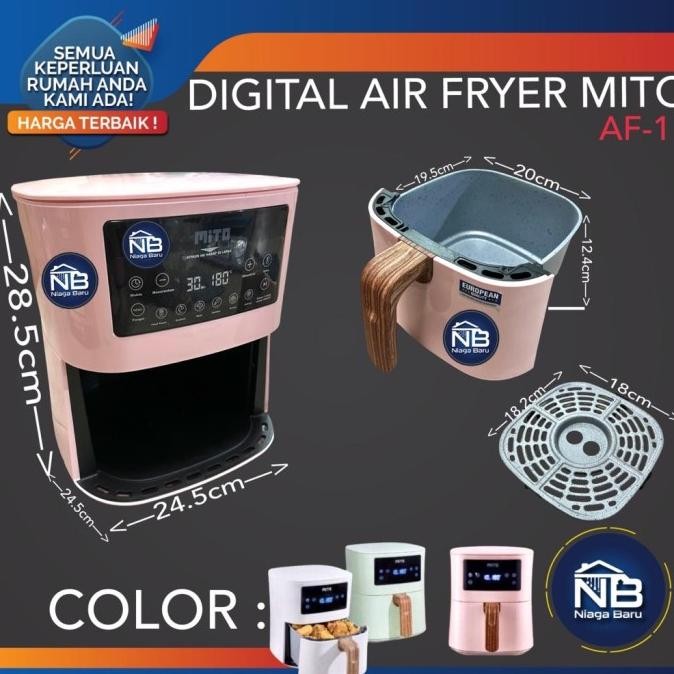 Digital Air Fryer Mito Af 1 4 Liter Original Mito Af1 Makobeli