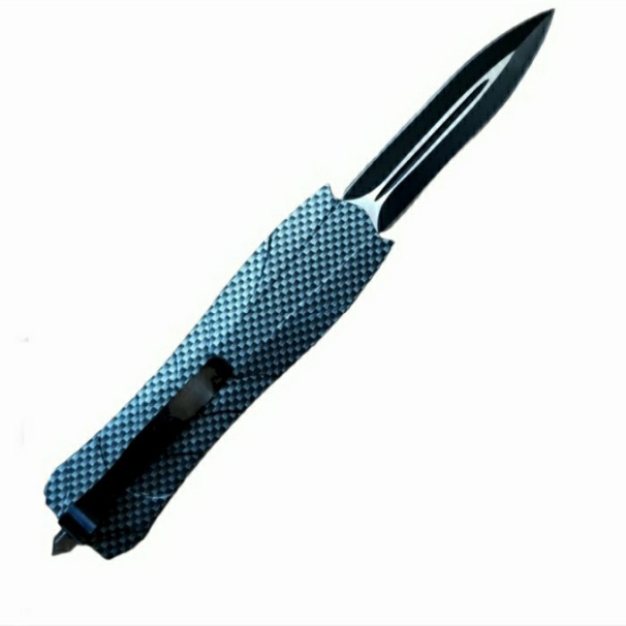 TERBARU Pisau Lipat Otomatis On Off Automatic Knife Tombol Pencet Silver