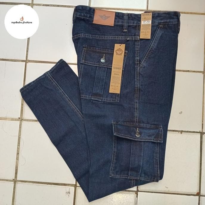 Celana Cargo Jeans Panjang Pria Kantong Samping Jacksonian124