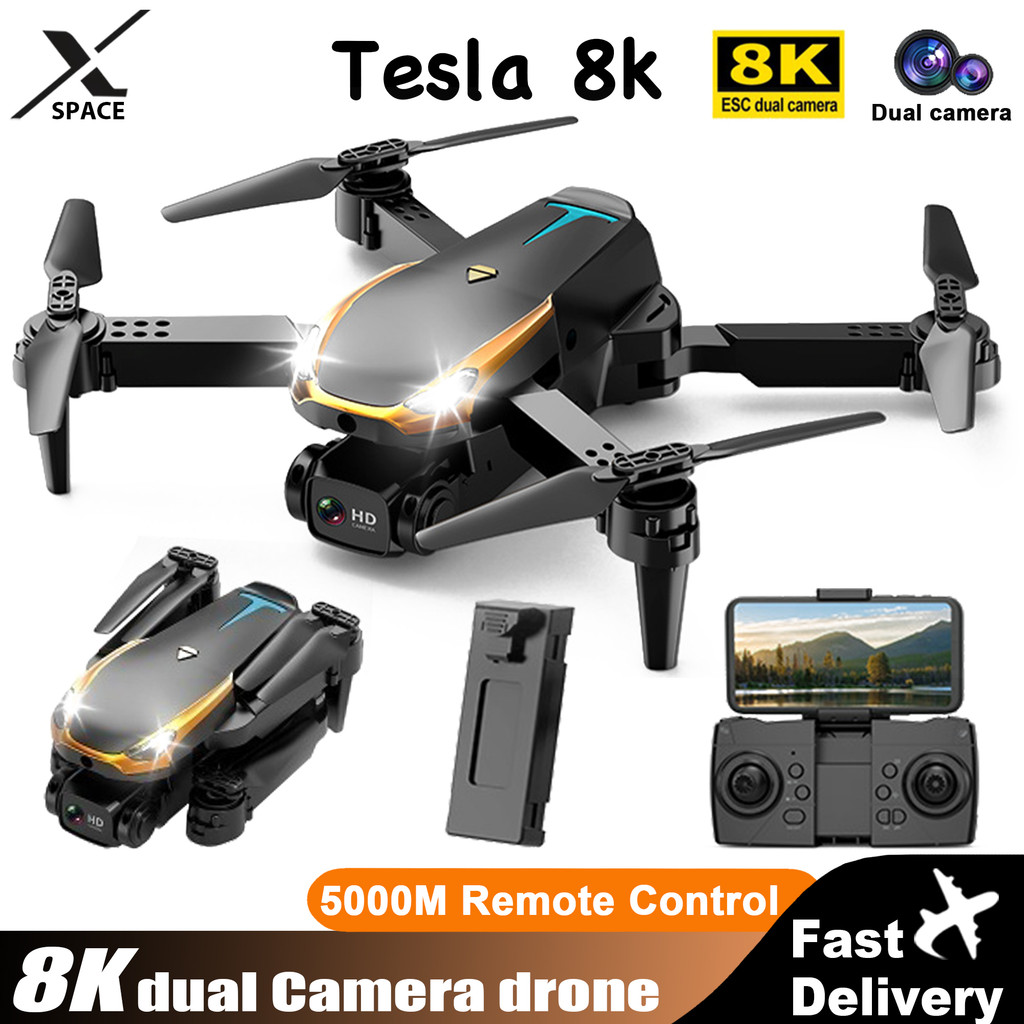 QinMSY Tesla 8K Drone Professional 4K Aerial Photography Quadcopter RC Helicopter Obstacle Avoidance