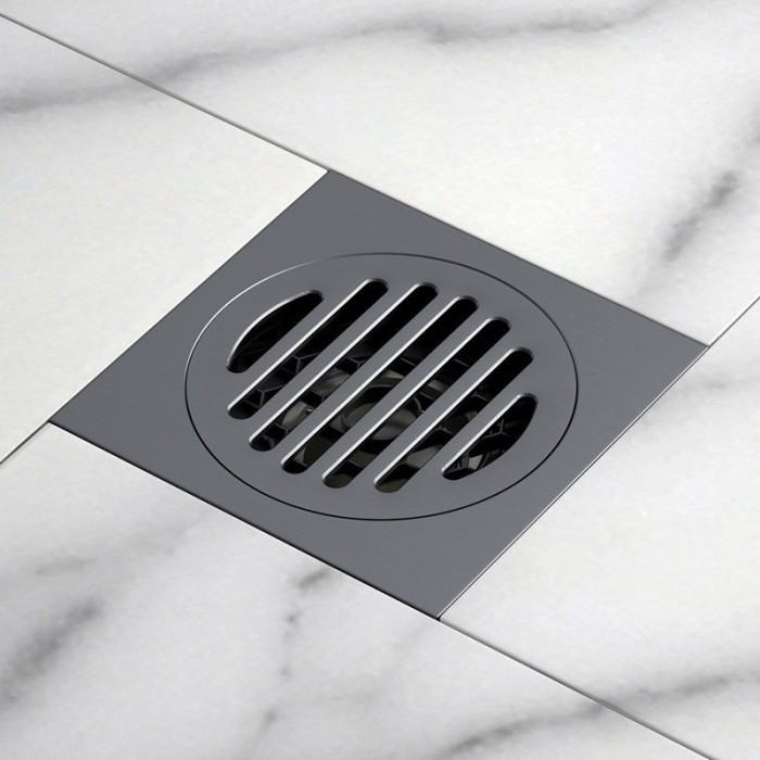 TERLARIS Saringan got abu 131G stainless 4inci-floor drain grey stainless 10x10