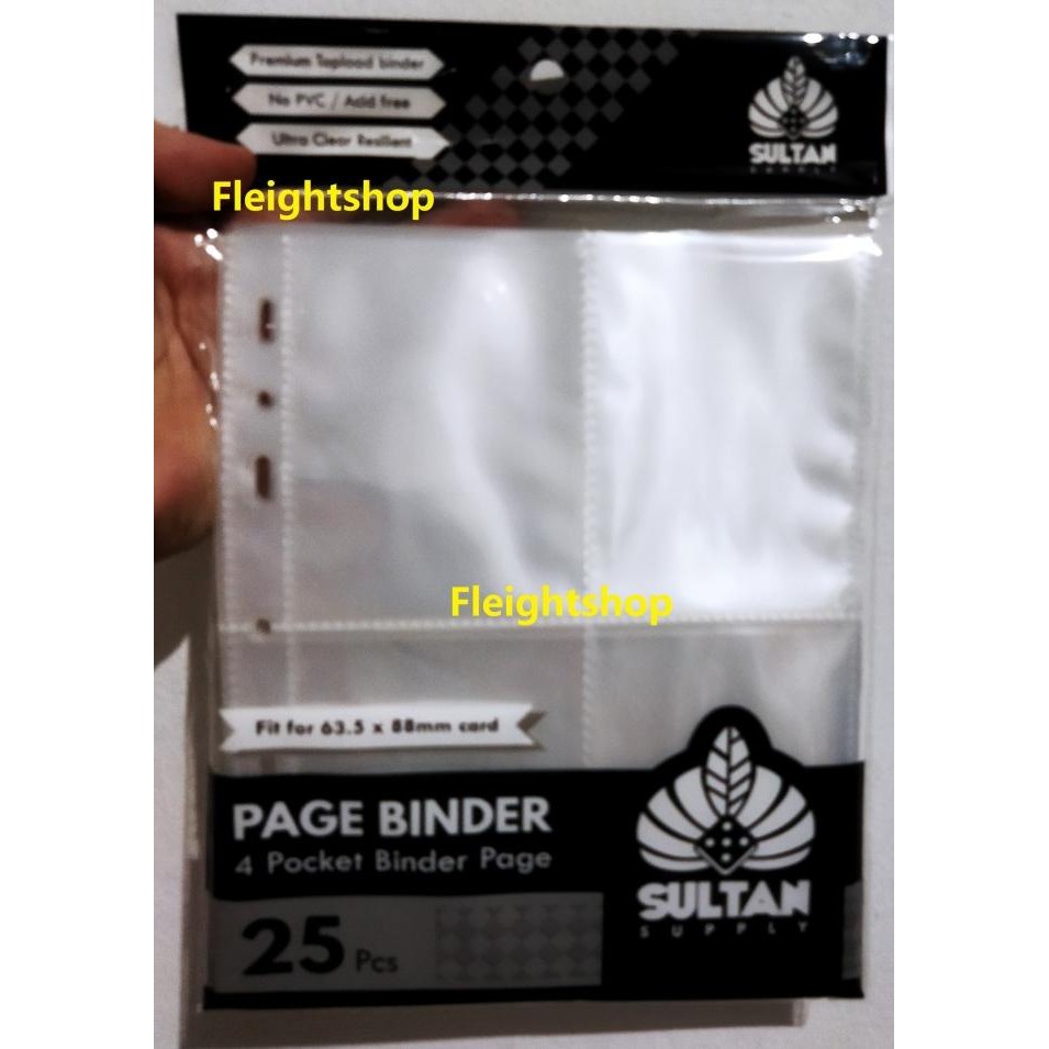 

Sultan 4 Pocket Sheet Refill 25 page 7 Ring hole Page Binder Kartu