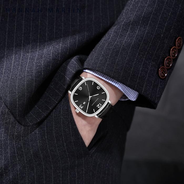 Jam Tangan Pria Hannah Martin 1412 Kuarsa Stainless Steel dan Kulit