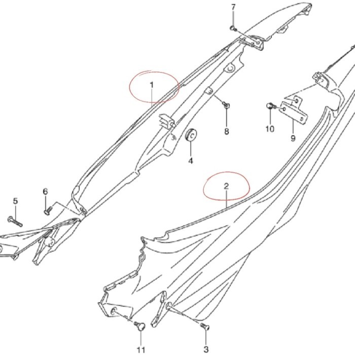 Set Cover Body Belakang-Cover Suzuki Satria FU Facelift Hitam Ori SGP