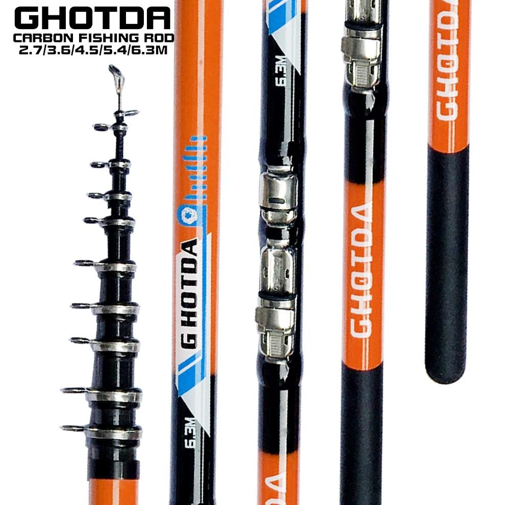 Hot Sale!!! High Performance Light Rock Fishing Rod  2.7M/3.6M/4.5M/5.4M/6.3M Outdoor Portable Teles