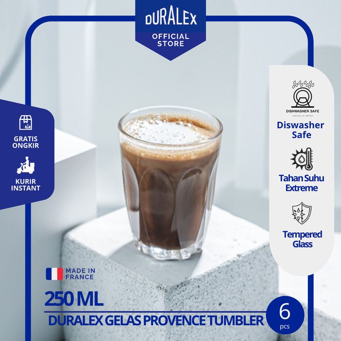 Duralex Gelas Kopi Provence 250 Ml (Tempered Glass) - Set Of 6