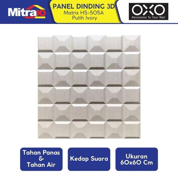TERLARIS Oxo Panel Dinding Kulit 60x60 Matrix Ivory 3D HS-505A