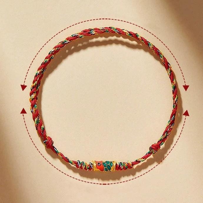 TERBARU Gelang Ikan Koi Gelang Tali Merah China Keberuntungan Gelang Emas Lotso Asli Gelang Tridatu