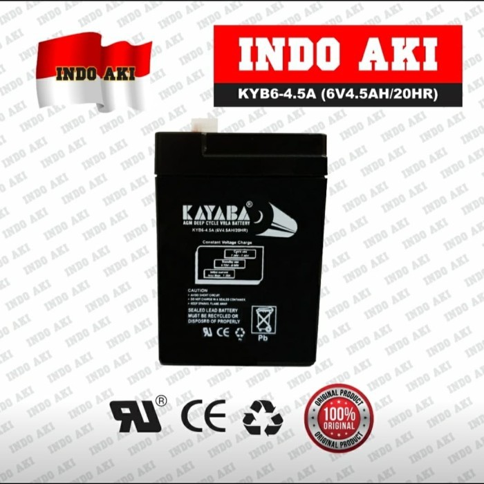 TERPERCAYA AKI/BATERAI(ACCU/BATTERY) KERING(MF) VRLA(UPS) 6V4.5AH / 6V 4.5AH GEL KODE 190