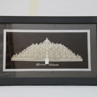 PROMO Hiasan Dinding Miniatur Candi Borobudur silver Frame Kaca