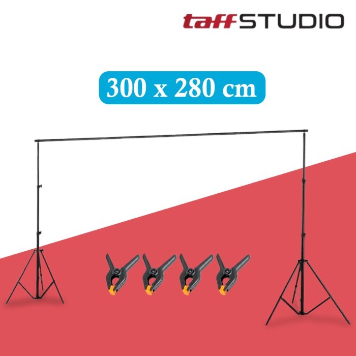 Stand Background Portable 3 x 2.8 M TaffSTUDIO DD112 Bracket Tiang Backdrop Studio Foto Green Screen