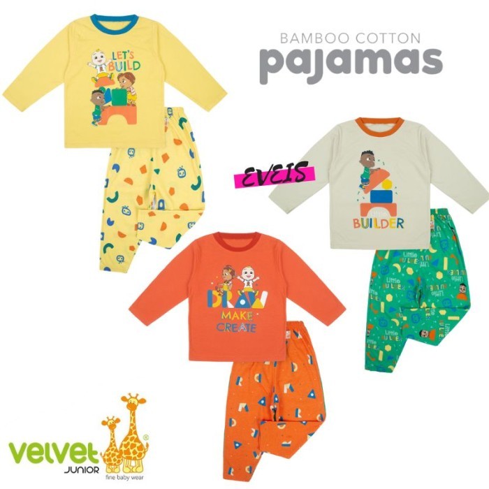 VELVET JUNIOR - Bamboo Cotton Pajamas Piyama Anak Unisex Baju Tidur Anak Laki-laki dan Perempuan