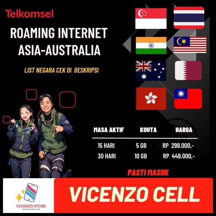 Paket Kuota Internet Roaming Asia Australia Telkomsel Terbaru