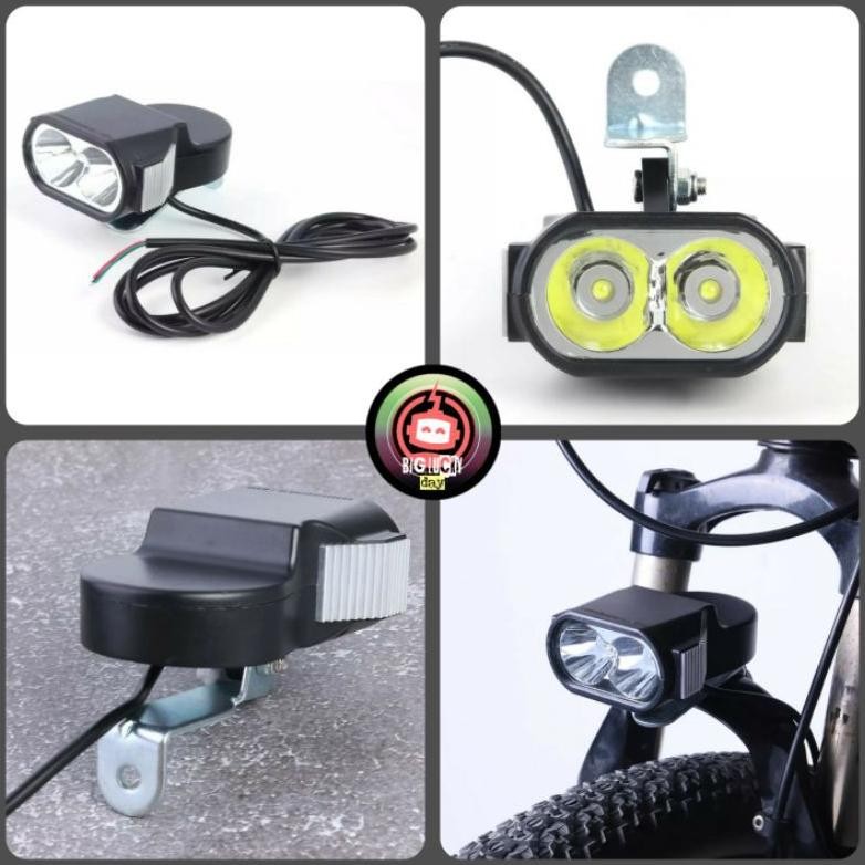 BISA COD lampu sepeda listrik headlamp LED + klakson skuter elektrik scooter listrik 36v 48v 60v spa