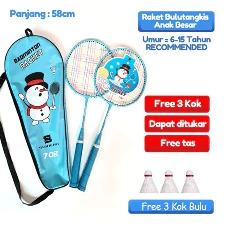 Limited Edition Raket Bulutangkis/ Raket Badminton Anak ( Usia 3-6-12 Tahun Untuk Tk/ Sd) Dengan Tas