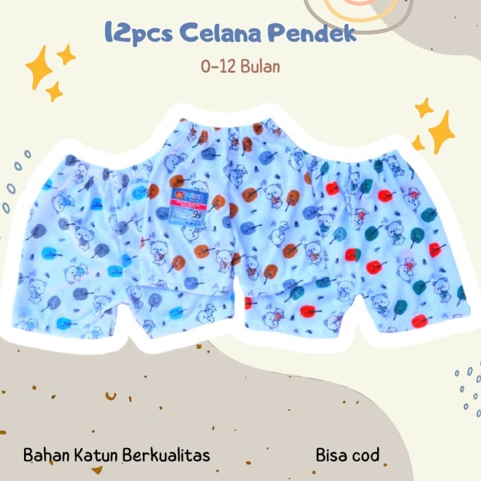 GROSIR 1 LUSIN Celana Pendek Bayi SNI 0-12 BULAN