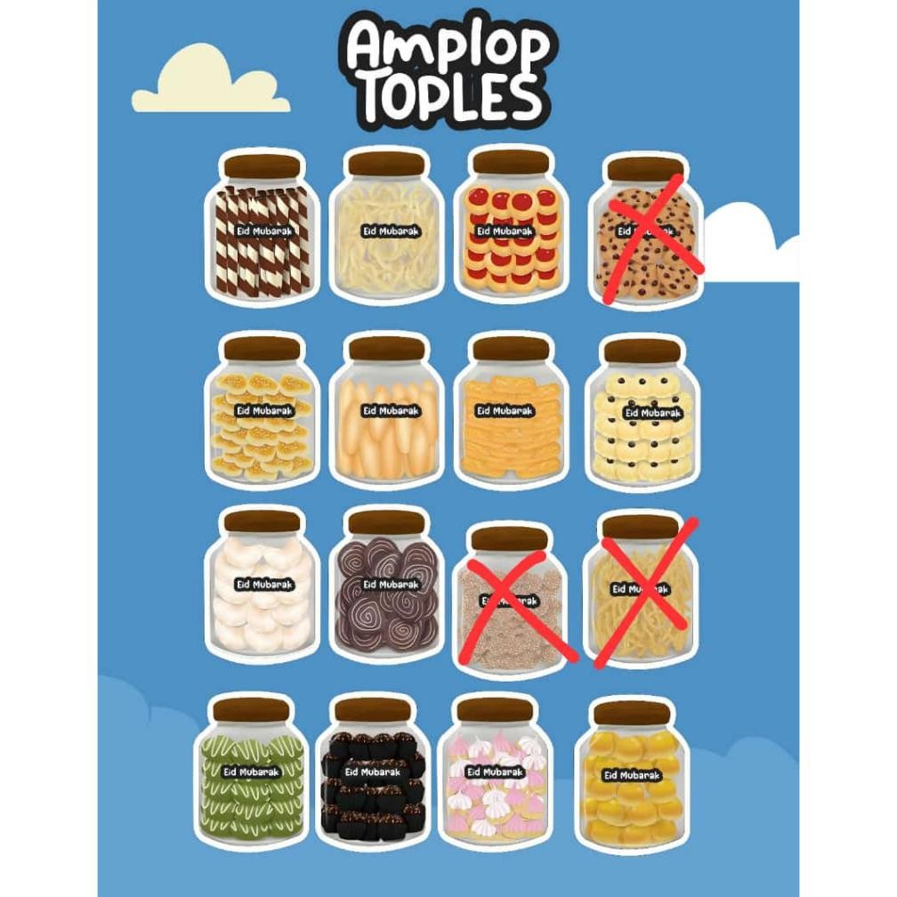 

KU09 (50pcs) Amplop Lebaran Kue Toples 3D Bolak balik uk. 7x9,5 cm motif depan belakang angpao idul fitri Original
