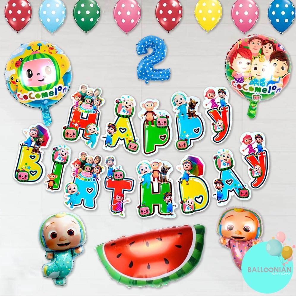 TERMURAH COCOMELON SIMPLE DECORATION SET/DEKORASI ULTAH ANAK/BALON FOIL BABY/BALLOON COCOMELON gjk-2
