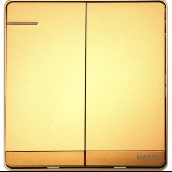 TERMURAH SAKLAR SERI NERO TIPE DECORA Q7-G. SAKLAR DOUBLE NERO DECORA GOLD