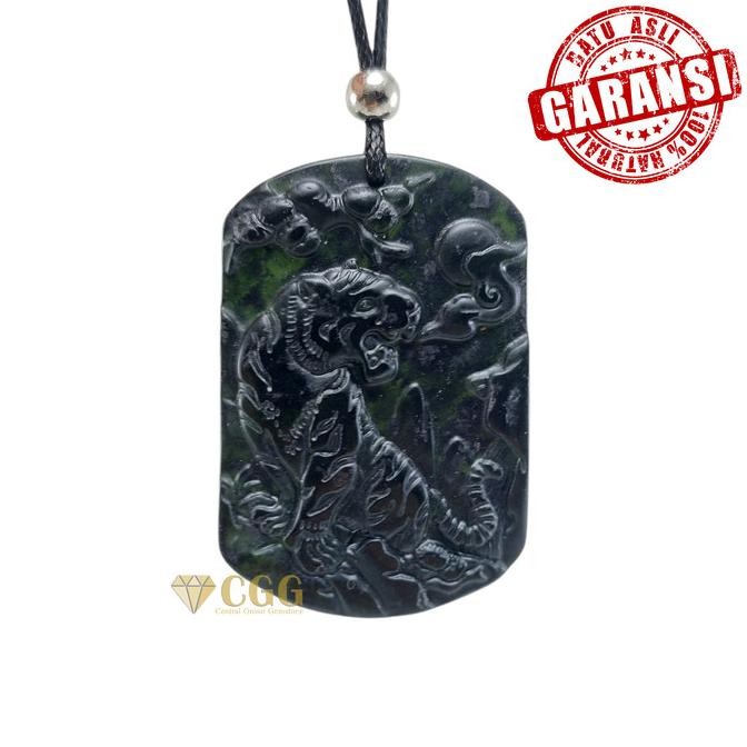 Kalung Liontin Giok Hitam Batu Natural Jade Original