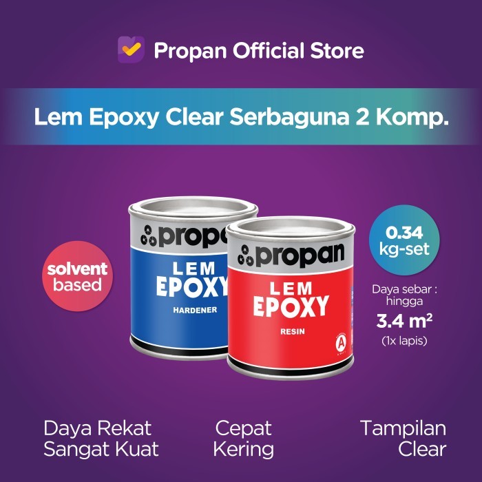 BERKUALITAS Lem Epoxy Clear Serbaguna PROPAN LEM EPOXY 0.34 KG