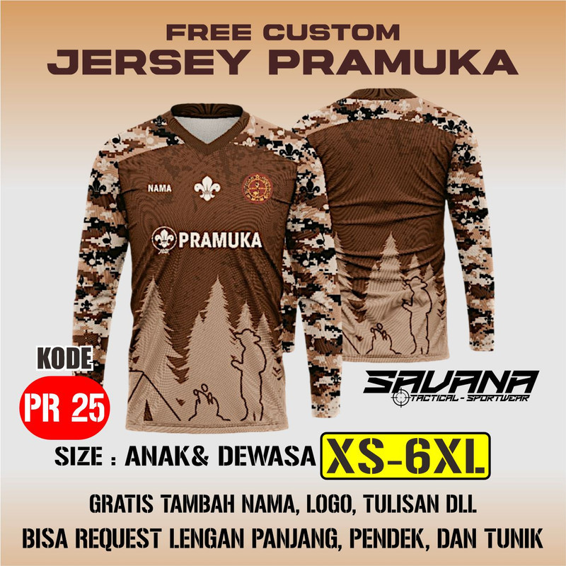 SAVANA - Jersey premium PRAMUKA printing penggalang pdh pdl custom / baju / kaos PR105