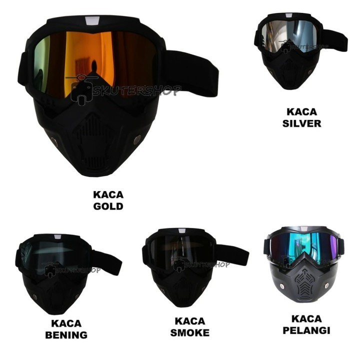 Goggle Mask Kacamata Masker Untuk Helm Retro Half Face Retro Klasik