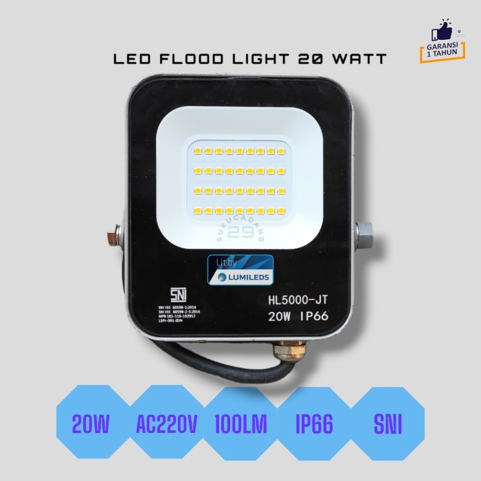 Lampu Sorot 20W Led Tembak Flood Light 20 Watt Ip66