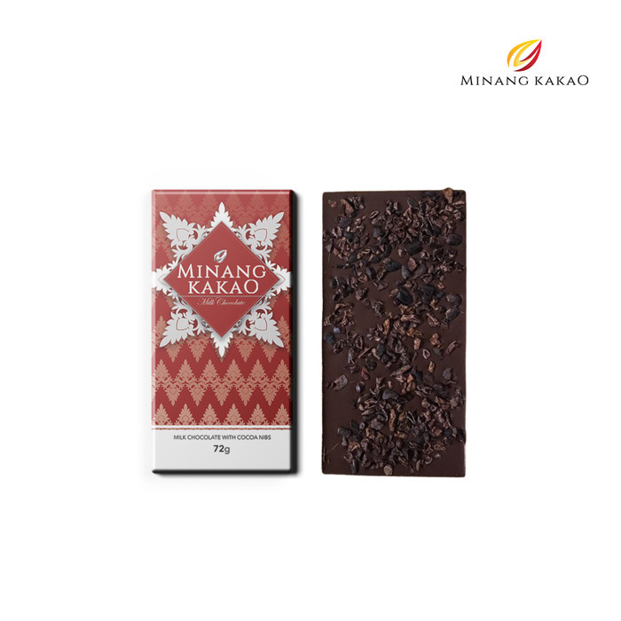 

Ready Premium Milk Chocolate with crunchy Cocoa Nibs 72gr Minang Kakao