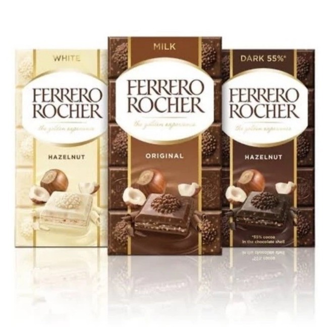 

Ready FERRERO ROCHER CHOCOLATE BAR 90gram import cokelat