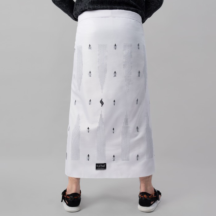 Katsae - Sarung Bordir Ammar Bordir 100% Timbul Sarung Dewasa Putih