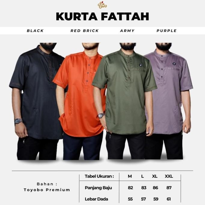 Baju Koko Kurta Kemeja Koko Pria Dewasa Lengan Pendek Fattah By Mosped Ameersyailendra27