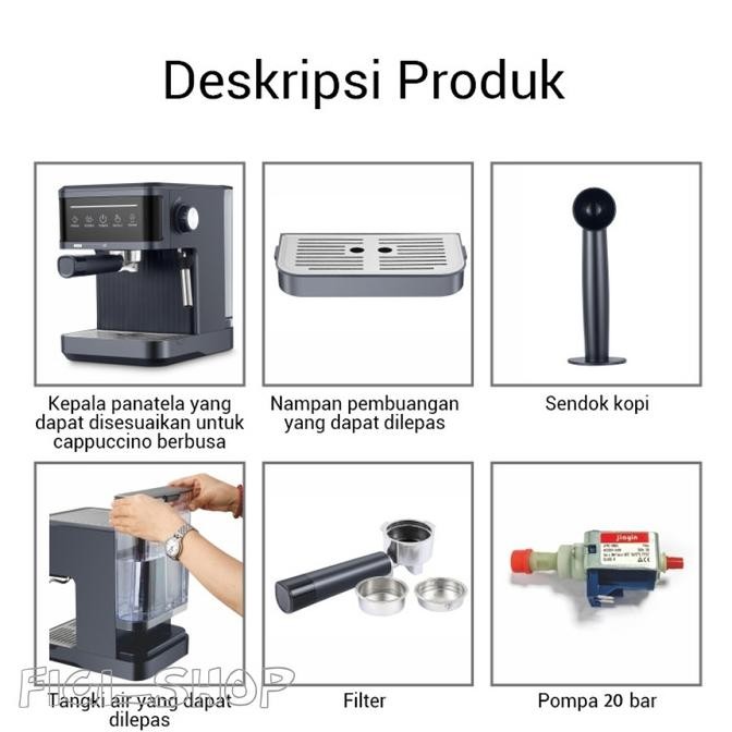 Mesin Kopi Espresso 1.8 Liter 20 Bar 850W Hot Coffee Maker Frothing Lapakbudiutama