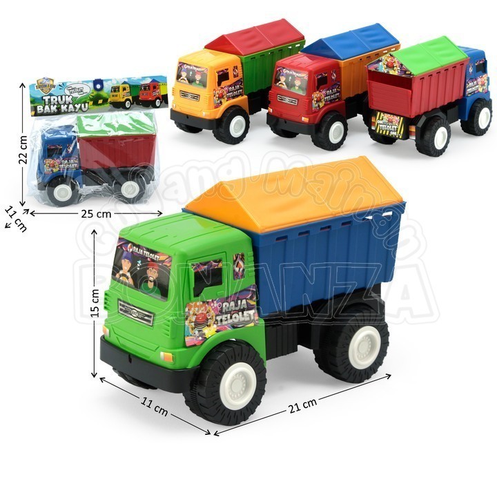 [Bonanza] Mainan Anak Truk Dump + Penutup Bak Truk Bak Kayu Mainan Kendaraan Konstruksi