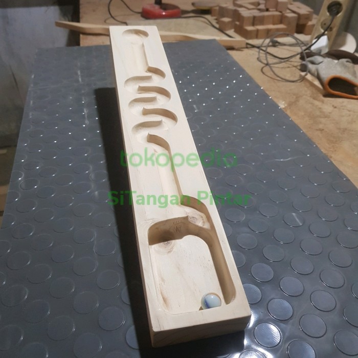 Seluncur Kelereng Kayu Marble Run Snake Tail Boom Wooden Marble Run