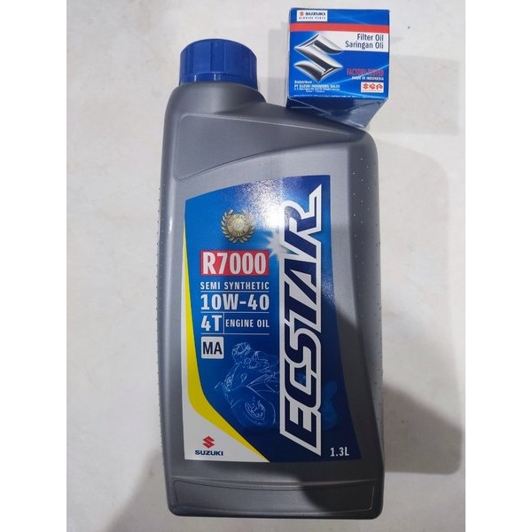 PAKET OLI SUZUKI SGO ECSTAR R7000 4T 10W40 1.3L 1300ML + FILTER OLI SUZUKI GSX-R150 GSX-S150 GSX150