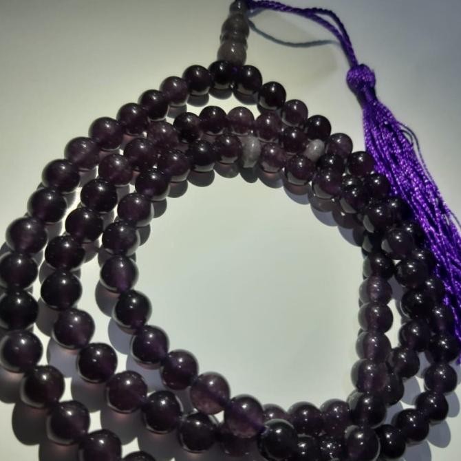 Miliki Tasbih Batu Kecubung Ungu Tua 99 Butir Original