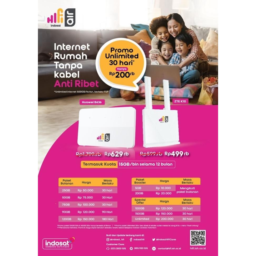 INDOSAT HIFI AIR - PROMO UNLIMITED INTERNET BROADBAND