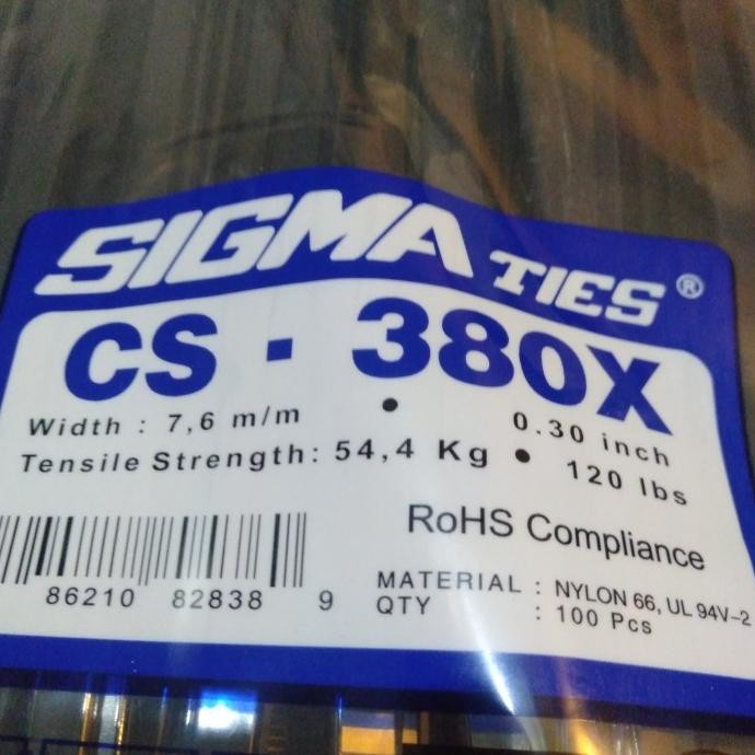 

Grosir Kabel Ties Sigma Cs 380 X Hitam Isi 100Pcs