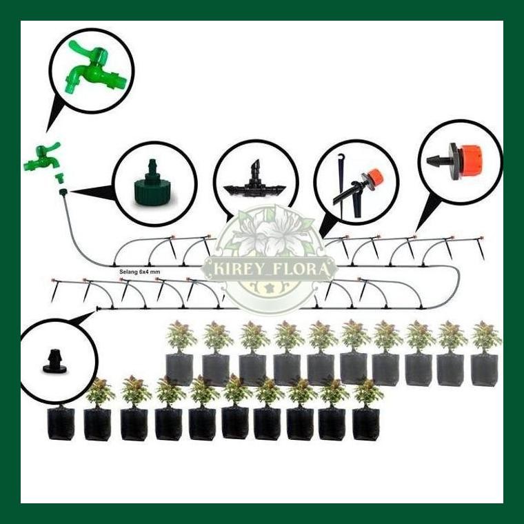 Jirifarm Paket #8 Drip Irigasi 20 Pot Drip Putar Keran Kran Selang