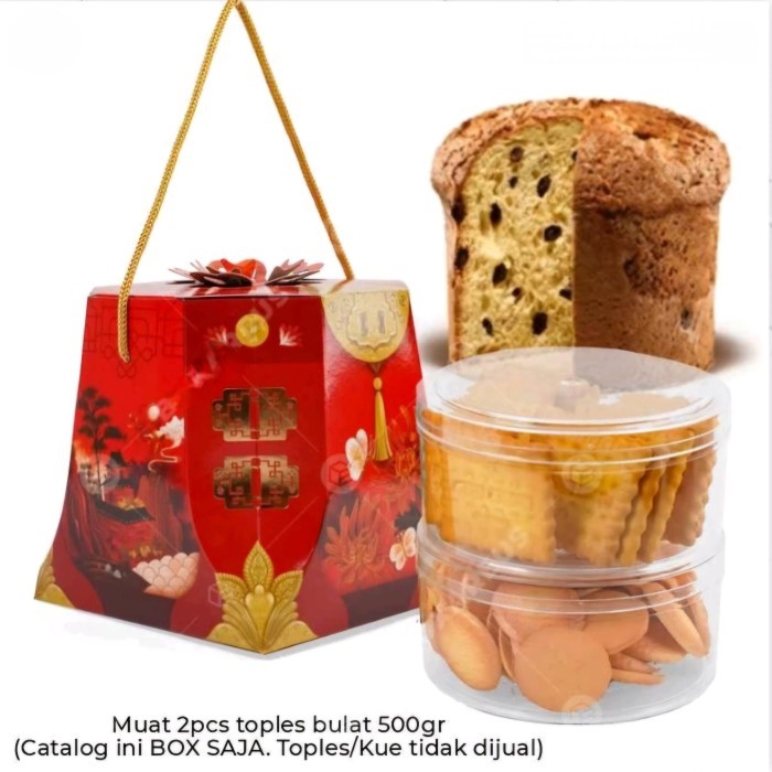BERMUTU Box Imlek 2 Toples 500gr Dus Imlek Box Imlek Kue Kering Cookies Imlek