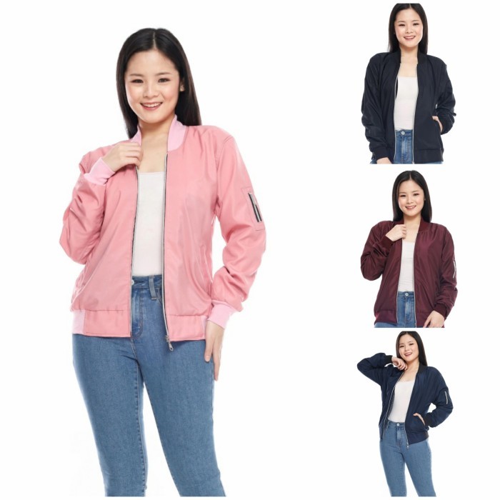 Jaket Bomber Wanita Polos Jaket Wanita Murah Warna Pink